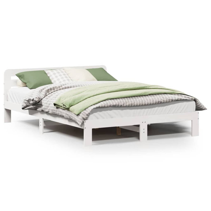 Solid Wood Bed, Kingsize (5'), White