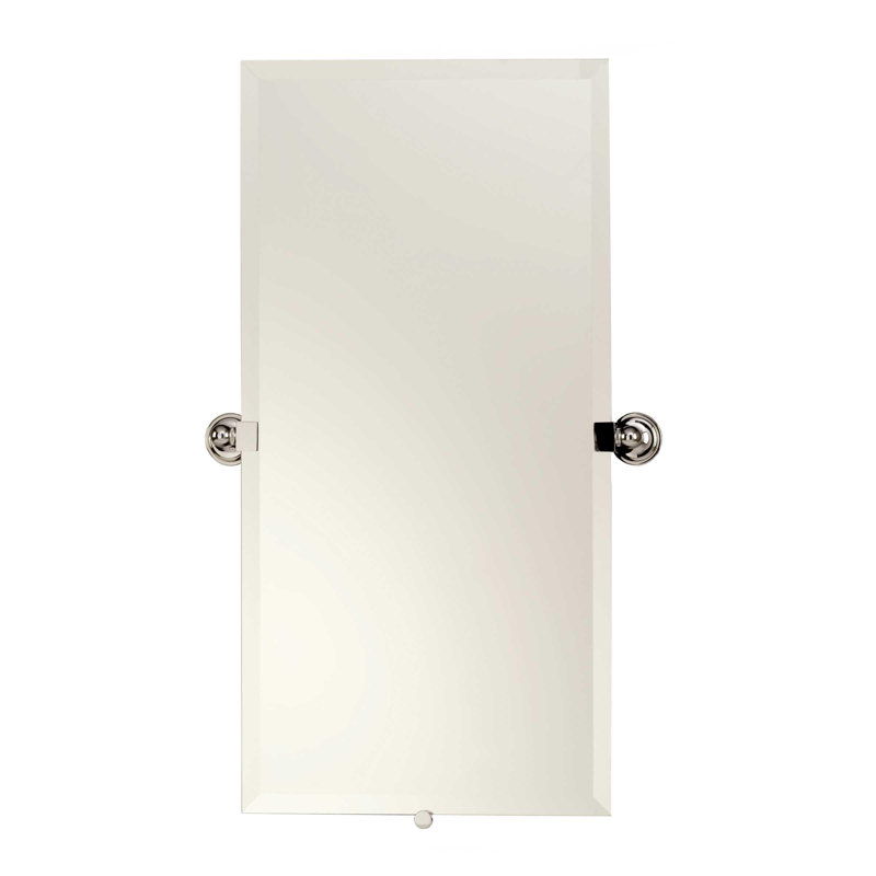 London Terrace Frameless Pivoting Mirror, 36" H x 20" W, Satin Nickel