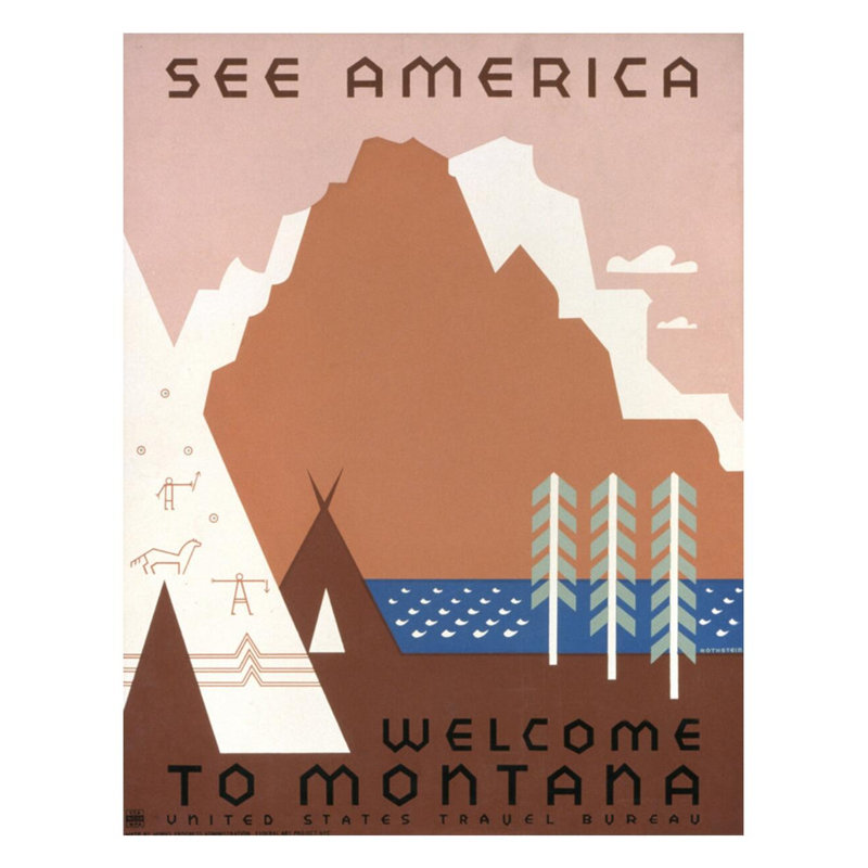 «See America Welcome to Montana» par Jerome Henry Rothstein - Estampe numérique, H 28 po x l 22 po