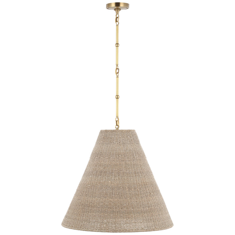 Goodman Pendant by Thomas O'Brien, Hand Rubbed Antique Brass, Ash, 22.75" H x 24" W x 24" D