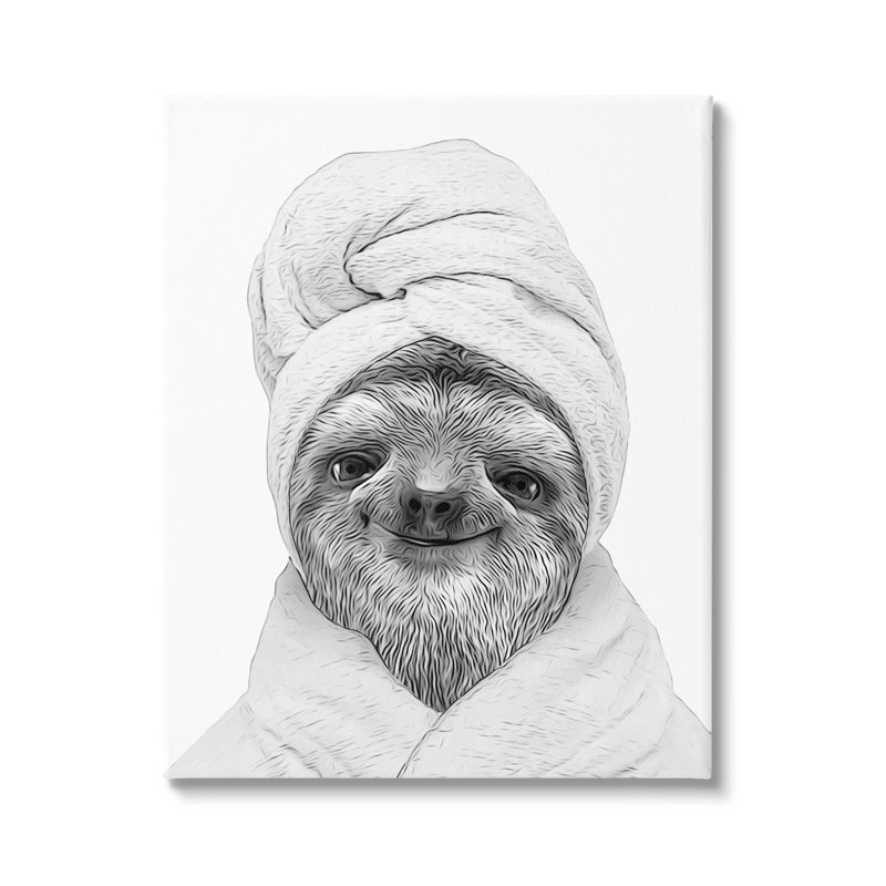 «Sloth In Bath peignoir», impression sur toile, H 30 po x l 24 po x P 1,5 po