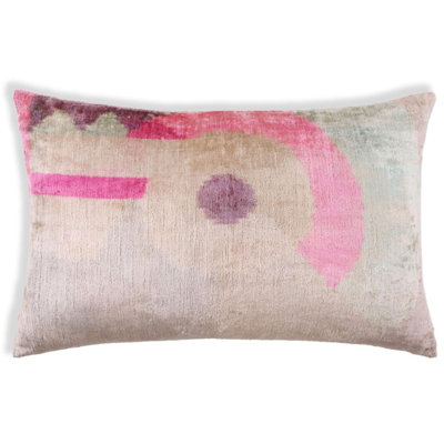 Coussin lombaire en velours soyeux Blush Abstract - 16 x 24 po