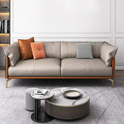 Khaki Genuine Leather Standard Sofa cushion Loveseat