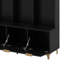 Modern Large Storage Hall Tree With Bench, Multi-Functional Storage Bench With High Gloss Fluted Doors-115111581