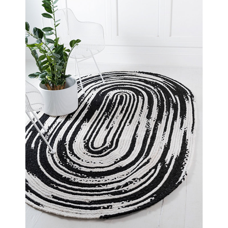Ovgoros Cotton Abstract Indoor Rug, Oval 8' x 10'