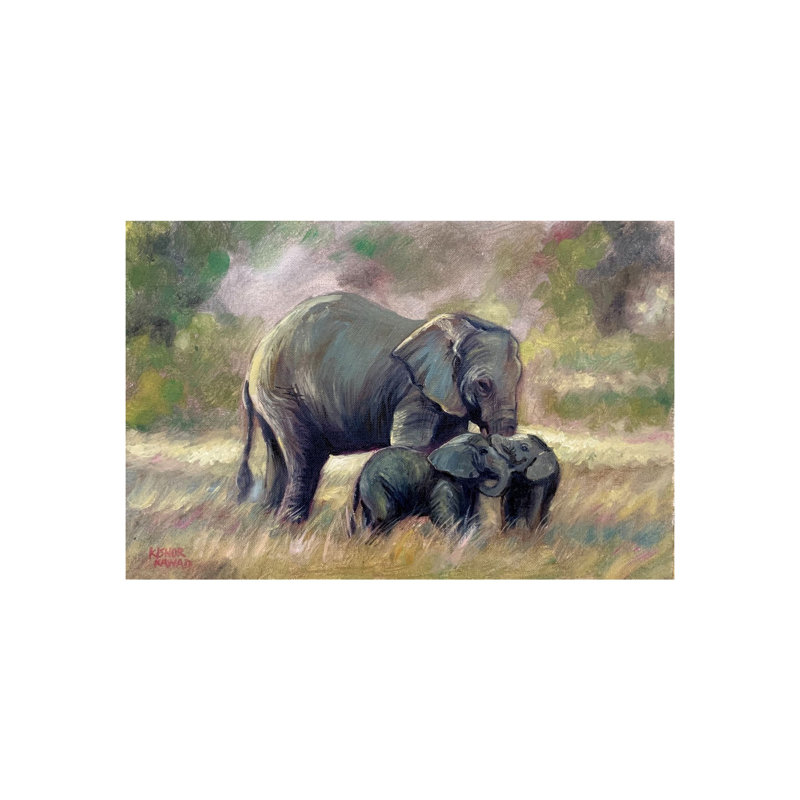Mère avec son nouveau-né | Huile sur papier | Par Kishore Kawad