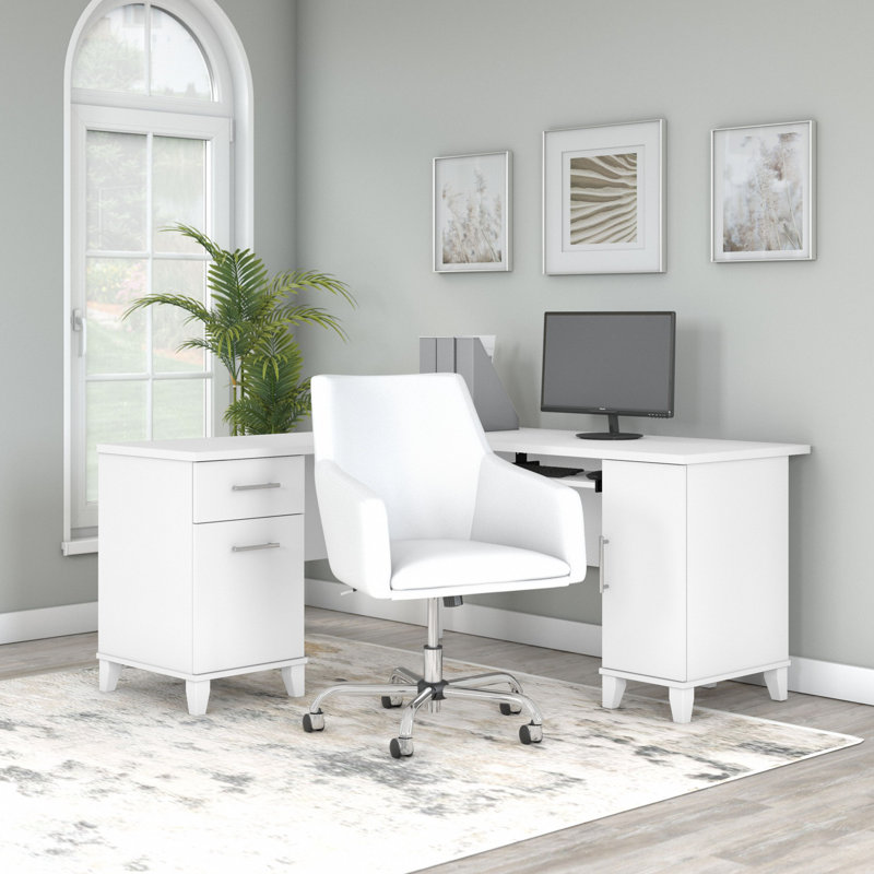 L-Shaped Computer Desk, White