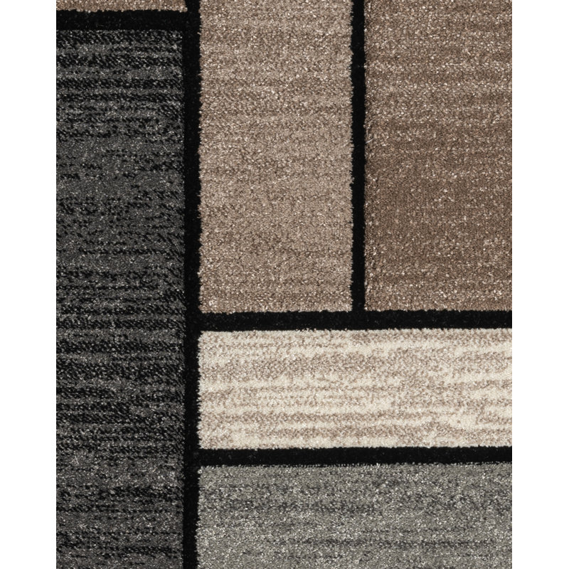 Tapis d'intérieur en polypropylène doux sculpté à la main Abtsract, Rectangle 5 pi 3 po x 7 pi 7 po