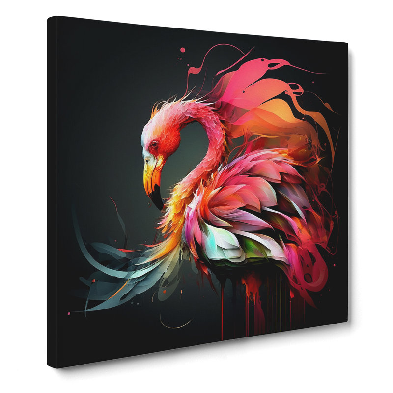 Flamingo Abstract Art No.1 - Wrapped Canvas, 35cm H x 35cm W x 3cm D