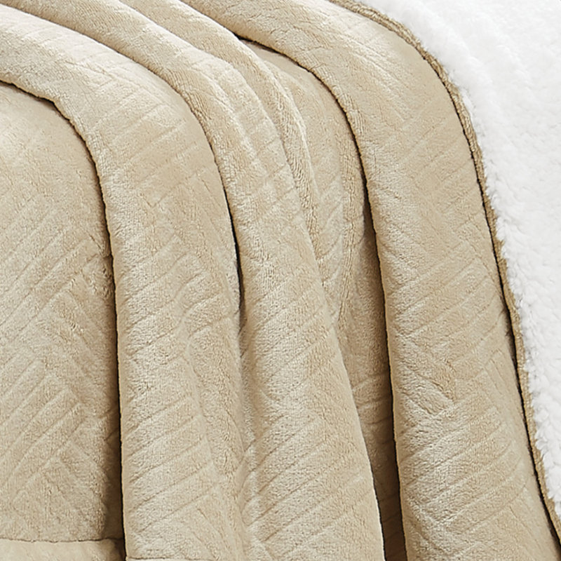 Truly Soft Basket Carved Faux Fur Blanket, Twin Extra Long, Tan