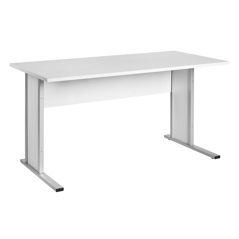 Tregenna Metal Base Writing Desk, Light grey, 72.2cm H x 140cm W x 65cm D