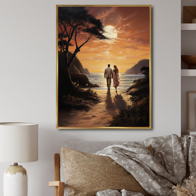 Ludly Couple romantique, paysage embrassant le coucher de soleil IV sur toile