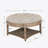 Round Tufted Upholstered Fabric Ottoman