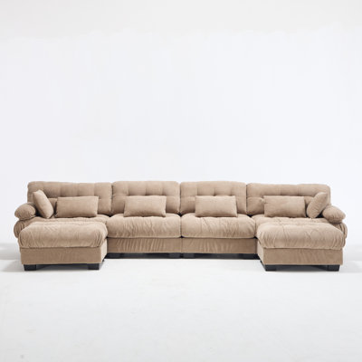 Spacious Deep Seat Sectionals Wood Modern U Shape Sofa For Home