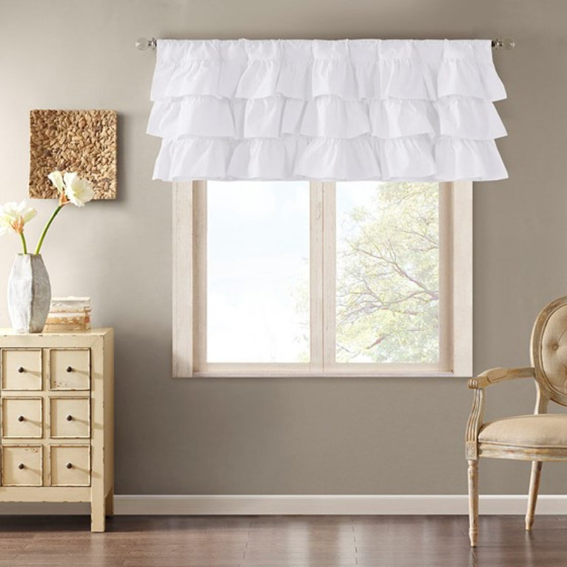 Cotton Oversized Ruffle Valance White 50X18"
