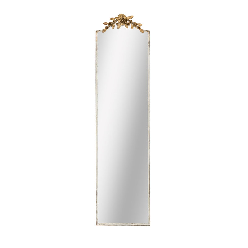 Captivating Rectangular Mirror With Distressed Frame And Graceful Gold Floral Accent Spectacular Rim Elaborate Crown