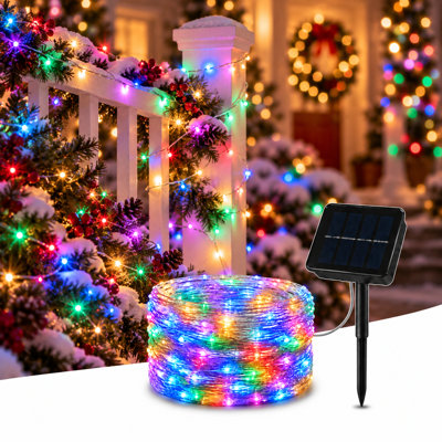 72 ft Solar Powered 200 LED String Light with 8 Modes Christmas Decorations Outdoor Waterproof Light