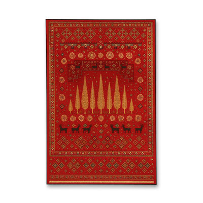 MOSSO Red Traditional Washable Woven Backing Area Rug