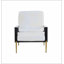Fauteuil d'appoint moderne à dossier bas blanc rembourré avec pieds en métal doré, structure en bois d'hévéa et dossier rembourré pour une vie minimaliste chic