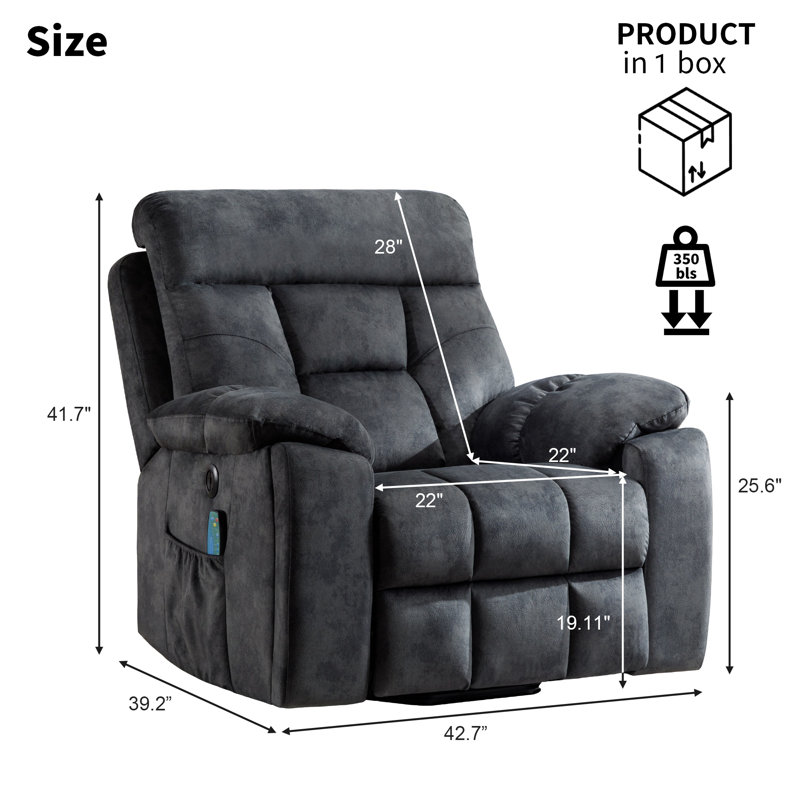 Ensemble de 5 fauteuils inclinables Khismi, Microfibre gris verdâtre