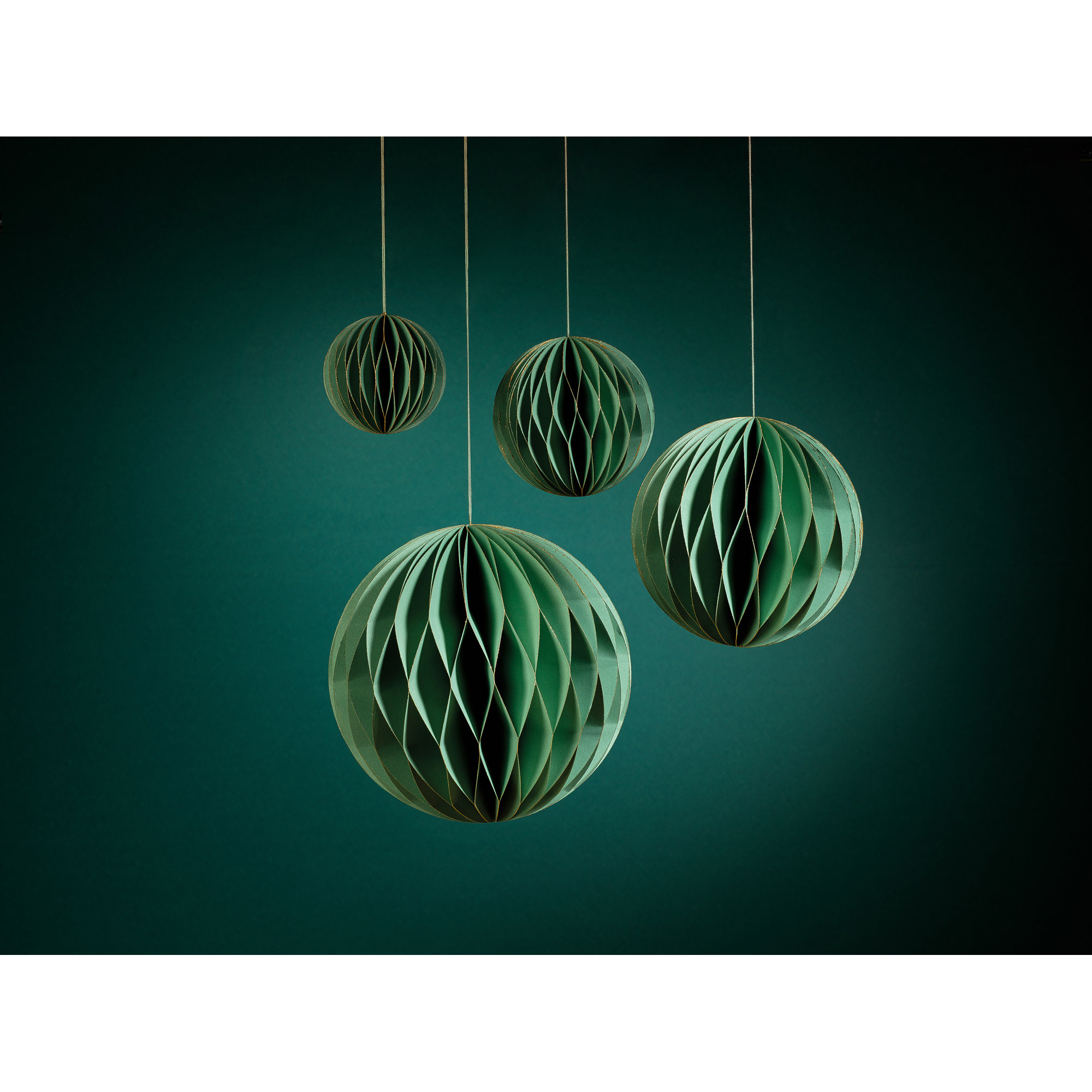 Miriam Deco Set of 12 Ball Ornament, 5" H x 5" W x 5" D, Green