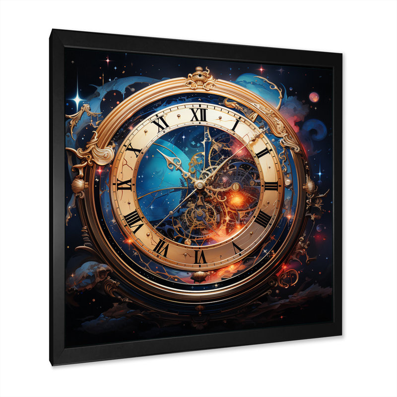 Horloge métaphysique sur toile, H 36 po x l 36 po x P 1,5 po, Cadre simple noir