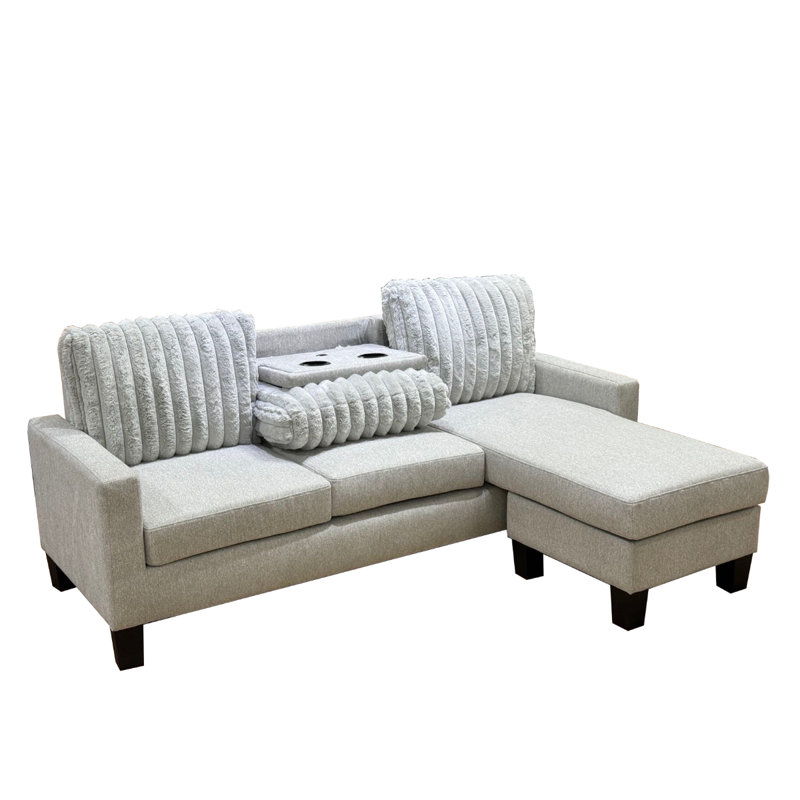 Ayla Grey SECTIONAL W/ DROP DOWN TABLE & USB