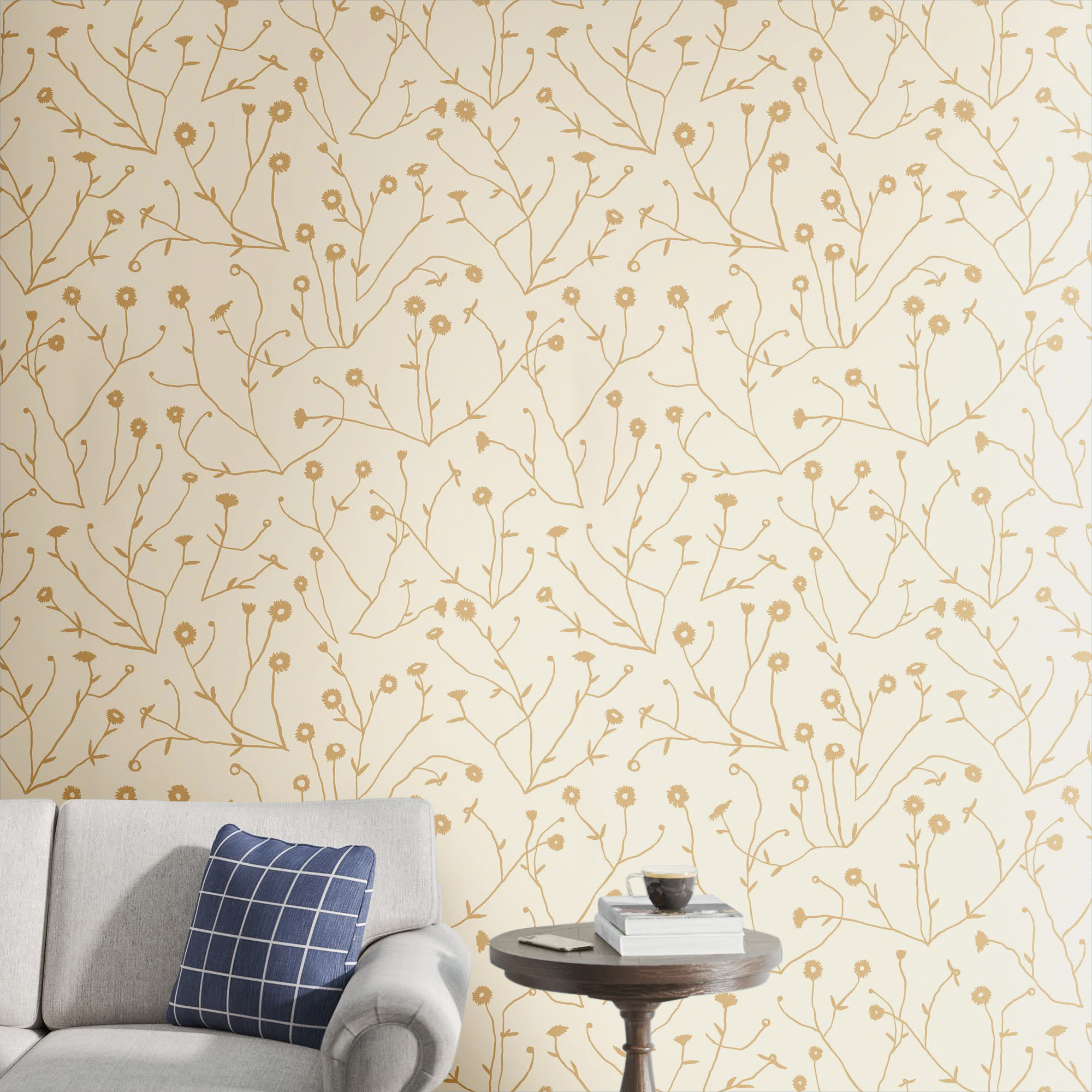 Keyes Floral Wallpaper, Cream/Orange