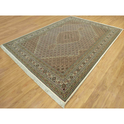 8'10" x 12'3" New Hand Knotted Ivory Wool Rectangle Oriental Rug - MOA10290605
