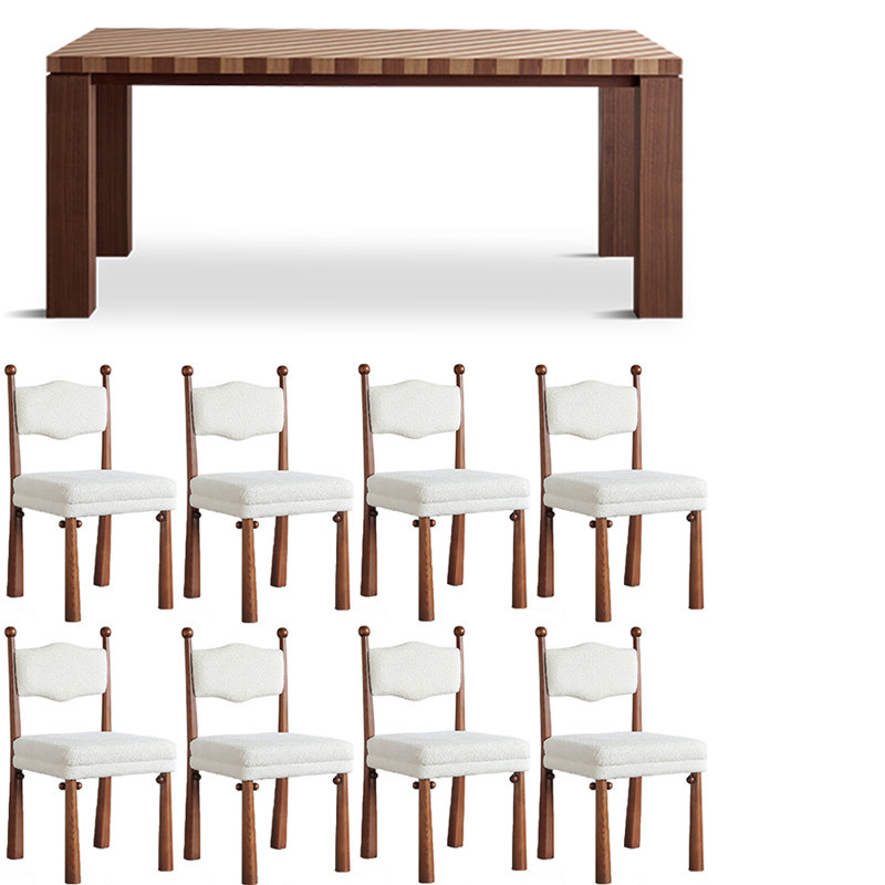 Ensemble de table à manger en bois massif de style français