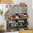 Three-tier large-capacity adjustable shoe cabinet with flip-out drawers and removable shelves, featuring a modern minimalist design.-1223813842
