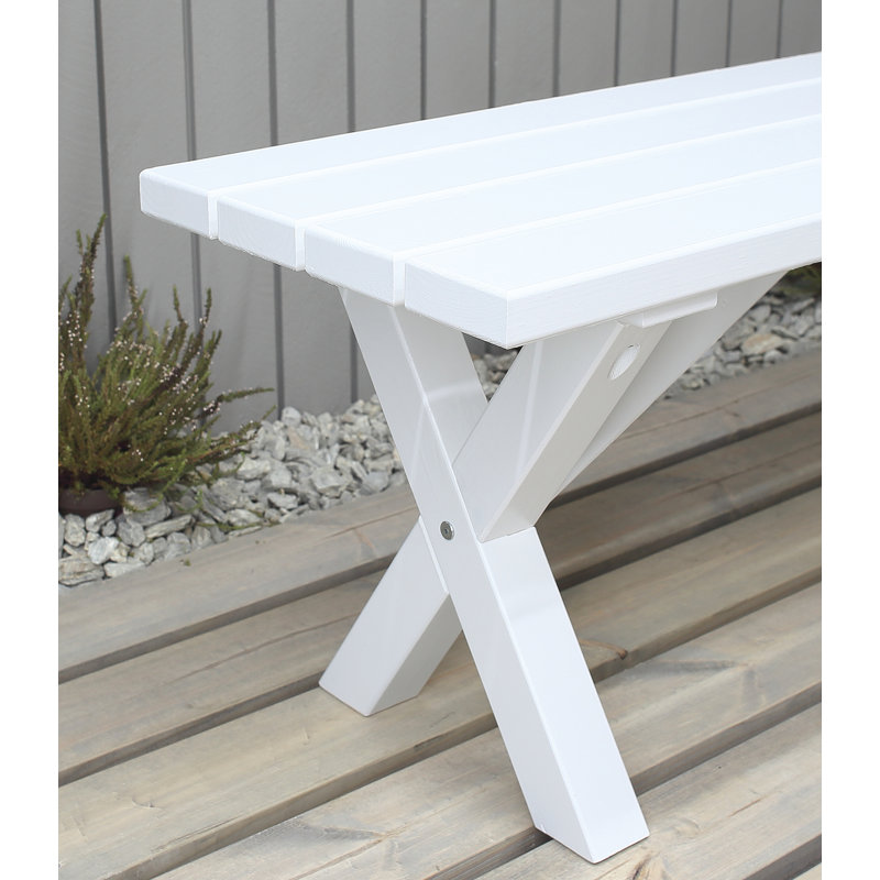 Edgerton Solid Wood Pine Outdoor Bench, 44cm H x 140cm W x 39cm D, White