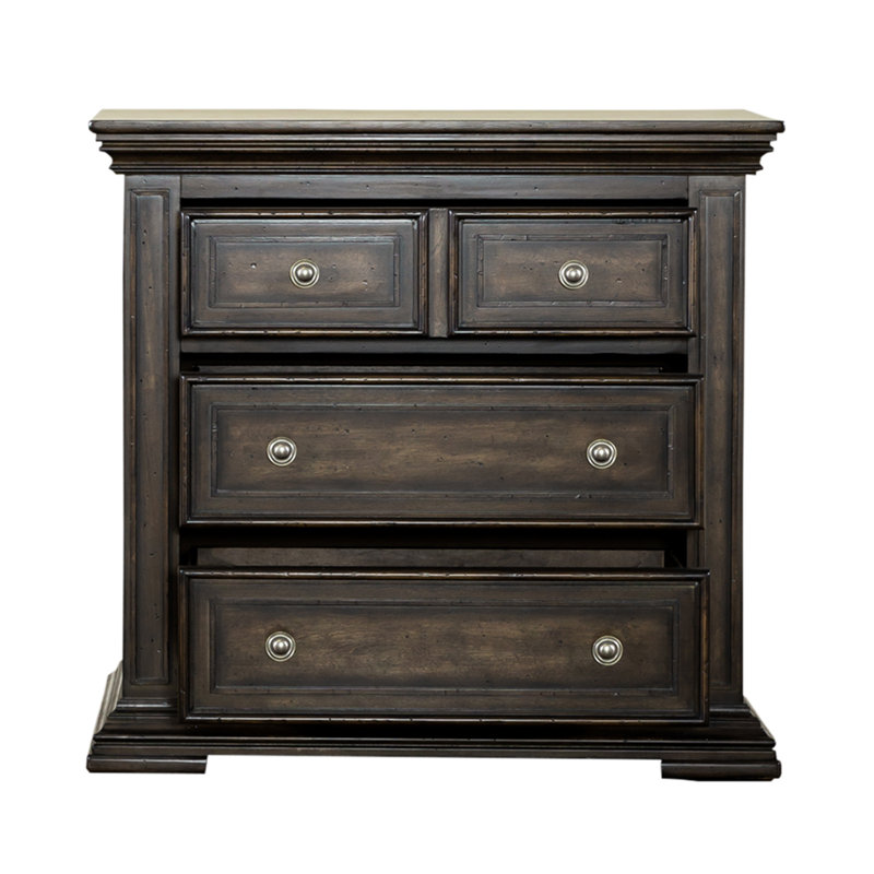 Temple Cloud 3 Drawer Nightstand w/ Charging Station, Brown