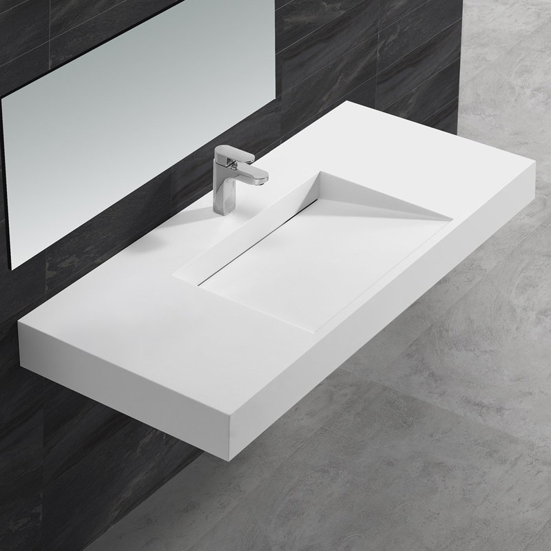 ADM Bathroom 20'' Resin Square Bathroom Sink, Matte/White