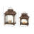 Metal Decorative Indoor Outdoor Brown Candle Lantern Set