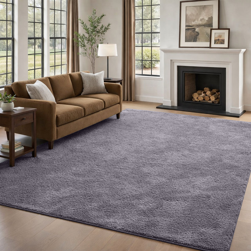 Luxury Fluffy High-Pile Rug for Living Room & Bedroom, Grey, 120 cm x 170 cm