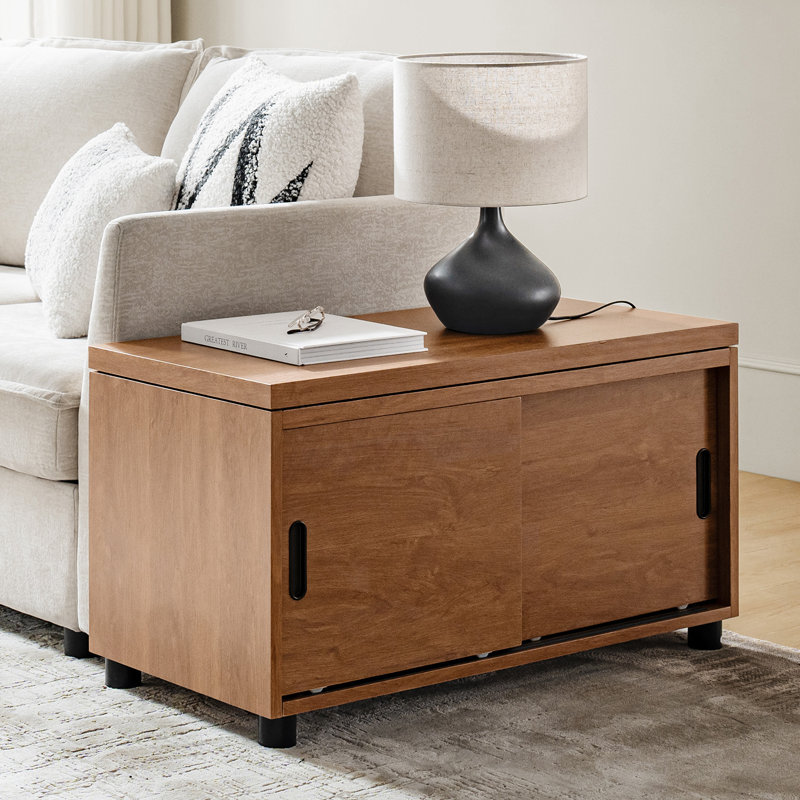 Table basse avec porte coulissante moderne avec porte tiroir Lucrecia, Gland