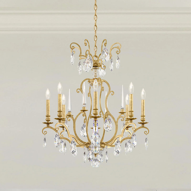 Renaissance Nouveau 8 Light 32in x 31in Chandelier in Heirloom Gold with Clear Heritage Handcut Crystals, Heirloom Gold