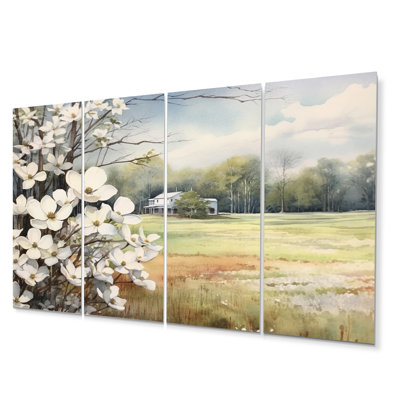 Ensemble de salon art mural en métal blanc et gris à la ferme I