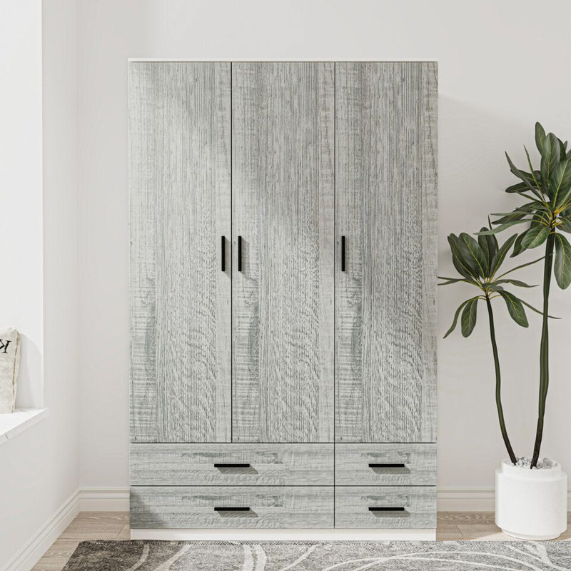 Retonia Manufactured Wood Wardrobe, White/Ash Grey