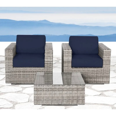 Modern Outdoor 2 Seating - And Cushioned Coffee Table With Powder-coated Aluminum Frame Comfortable Foam Cushions