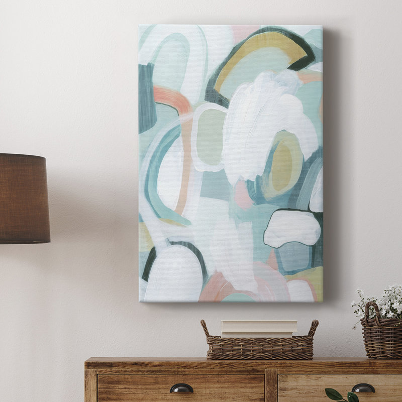 «Pastel Garden Abstraction I» - Cavas enveloppés de galerie, H 12 po x l 8 po