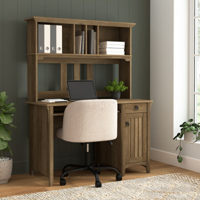 Small Computer Desk with Hutch in Reclaimed Pine