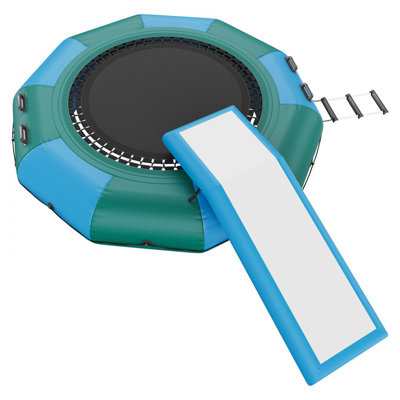 Inflatable Water Bouncer, 10ft Recreational Water Trampoline, Portable Bounce Swim Platform