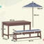 Kids 4 Piece Solid Wood Rectangular Outdoor Table Or Chair and Chair Set