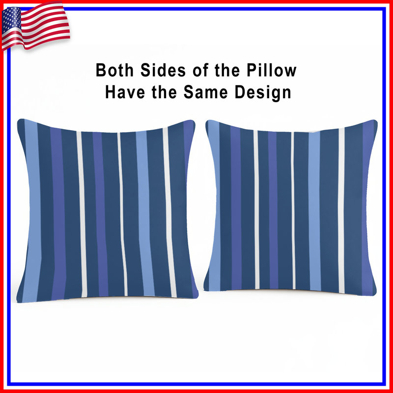 Blue Vertical Stripes Double Sided Throw Pillows, 20 x 20 inches
