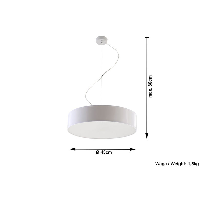 Brescia 3 - Light White Drum Pendant, White