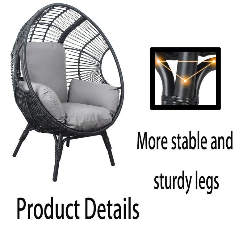Fauteuil à œufs pour 1 personne Maccoy, Gris