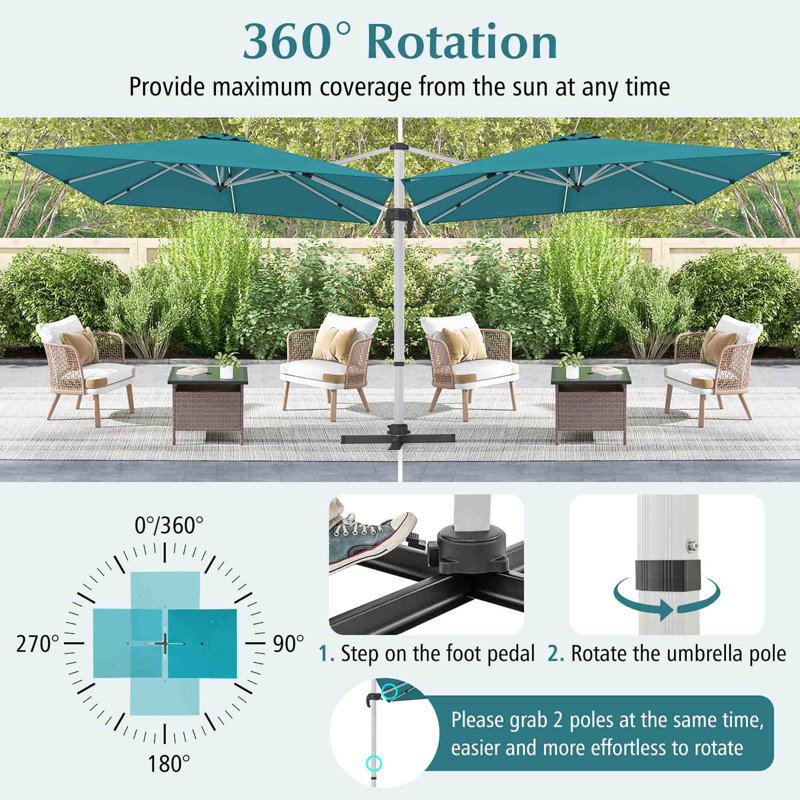 300cm Cantilever Parasol, Blue