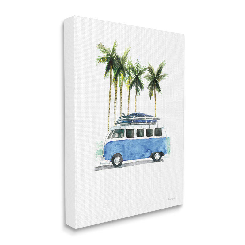 «Stupell Industries Summer Minibus Holiday», art mural sur toile par Mercedes Lopez Charro, H 48 po x l 36 po x P 1,5 po
